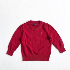 BABygap red light knit v-back sweater EUC 18-24m